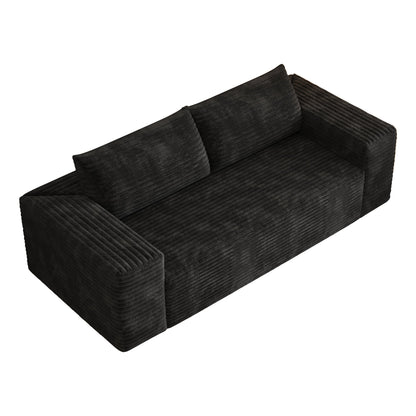78.8' 3Setaser Sofa,Corduroy Fabric,Deep Seat Couches,Comfy Loveseat Sofa,No Assembly,1pcs for Living room, Bedroom,Conference room ,Apartment,Black - 1st Choice Furniture Direct