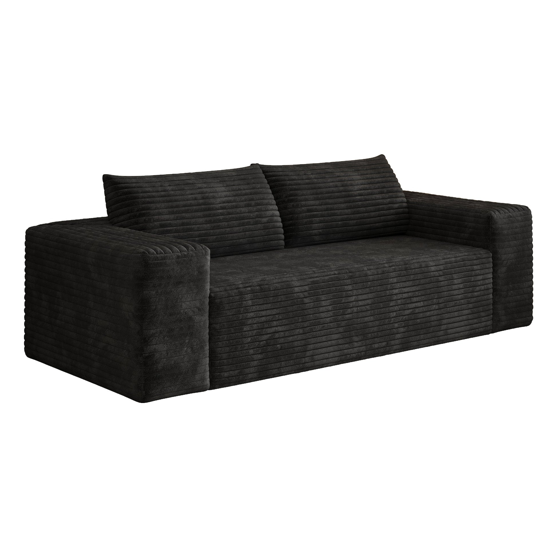 78.8' 3Setaser Sofa,Corduroy Fabric,Deep Seat Couches,Comfy Loveseat Sofa,No Assembly,1pcs for Living room, Bedroom,Conference room ,Apartment,Black - 1st Choice Furniture Direct