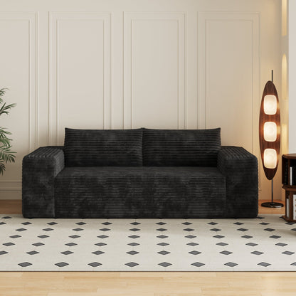 78.8' 3Setaser Sofa,Corduroy Fabric,Deep Seat Couches,Comfy Loveseat Sofa,No Assembly,1pcs for Living room, Bedroom,Conference room ,Apartment,Black - 1st Choice Furniture Direct
