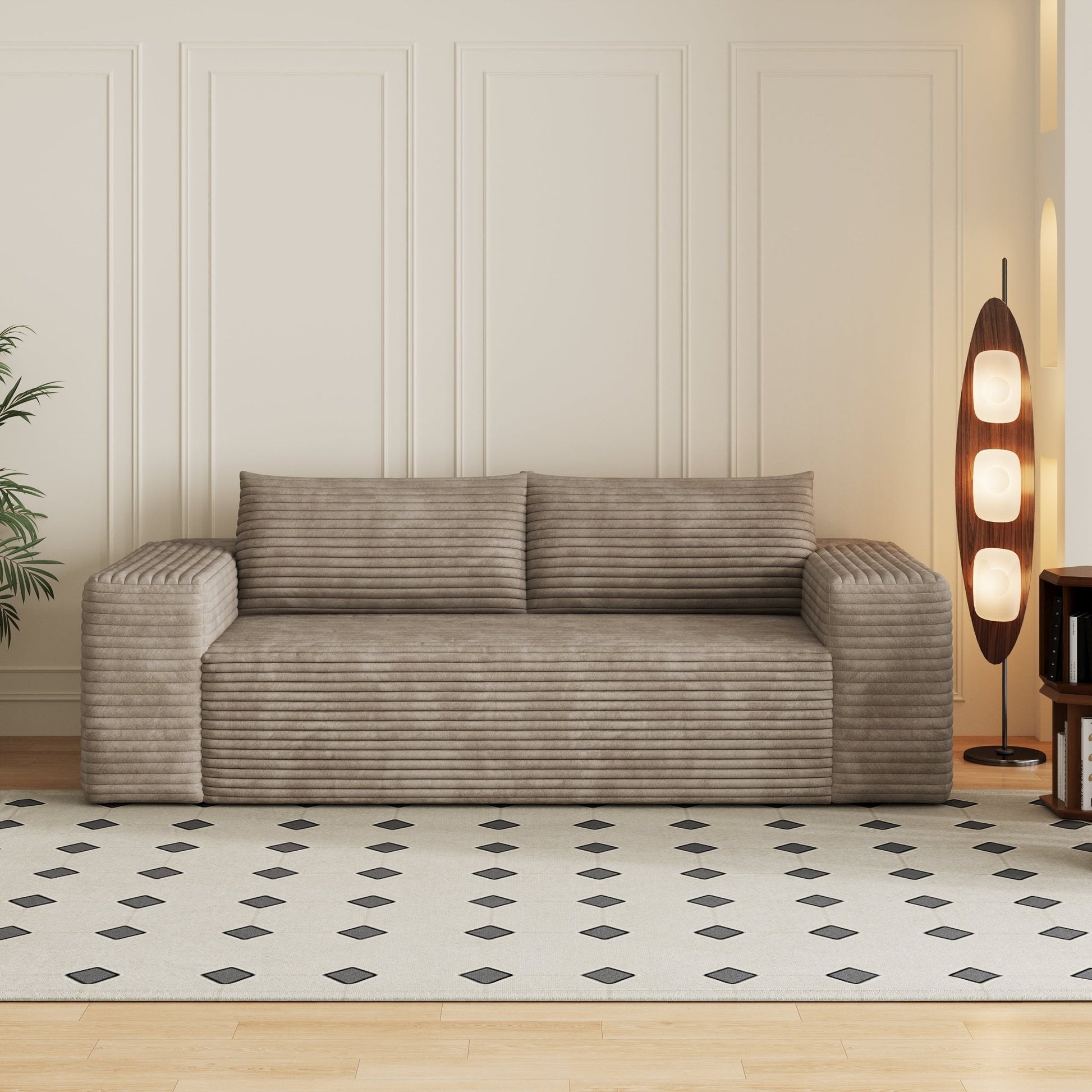 78.8' 3Setaser Sofa,Corduroy Fabric,Deep Seat Couches,Comfy Loveseat Sofa,No Assembly,1pcs for Living room, Bedroom,Conference room ,Apartment,Camel - 1st Choice Furniture Direct
