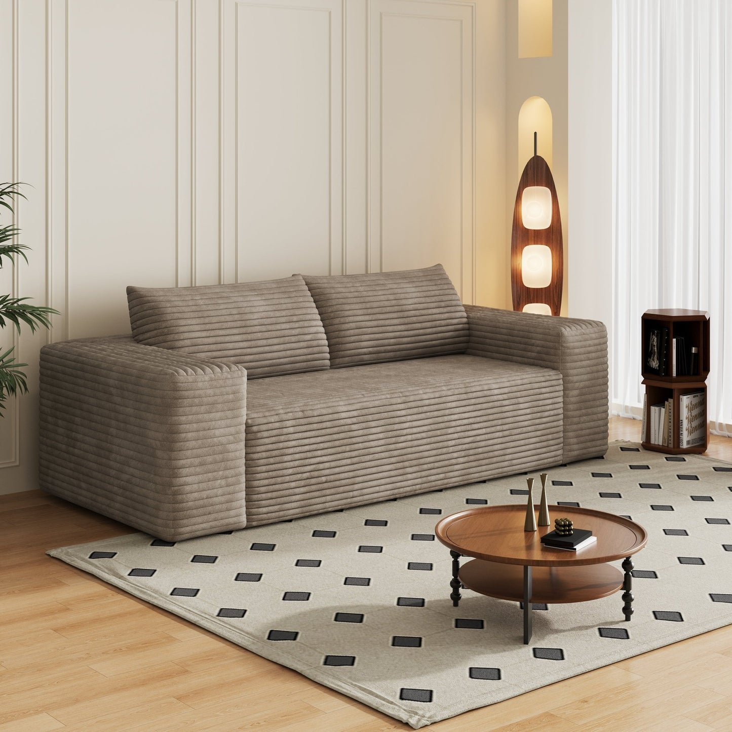 78.8' 3Setaser Sofa,Corduroy Fabric,Deep Seat Couches,Comfy Loveseat Sofa,No Assembly,1pcs for Living room, Bedroom,Conference room ,Apartment,Camel - 1st Choice Furniture Direct