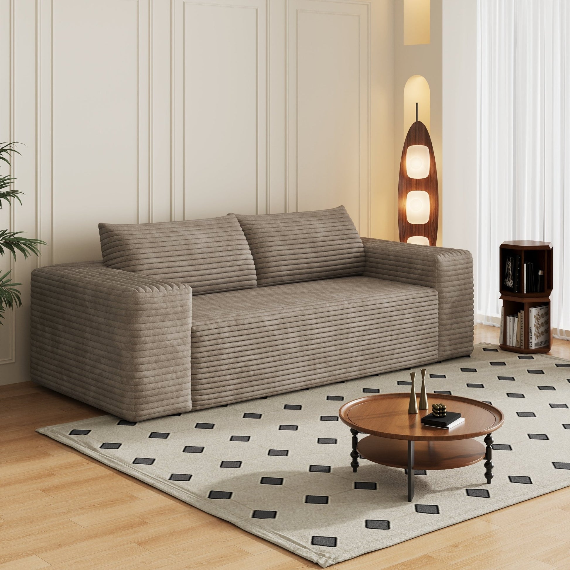 78.8' 3Setaser Sofa,Corduroy Fabric,Deep Seat Couches,Comfy Loveseat Sofa,No Assembly,1pcs for Living room, Bedroom,Conference room ,Apartment,Camel - 1st Choice Furniture Direct