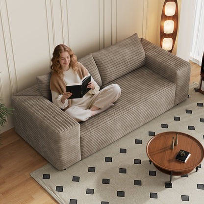 78.8' 3Setaser Sofa,Corduroy Fabric,Deep Seat Couches,Comfy Loveseat Sofa,No Assembly,1pcs for Living room, Bedroom,Conference room ,Apartment,Camel - 1st Choice Furniture Direct