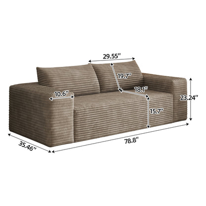 78.8' 3Setaser Sofa,Corduroy Fabric,Deep Seat Couches,Comfy Loveseat Sofa,No Assembly,1pcs for Living room, Bedroom,Conference room ,Apartment,Camel - 1st Choice Furniture Direct
