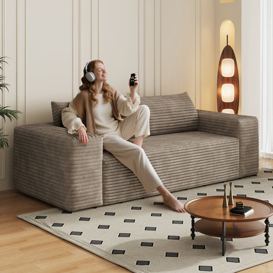 78.8' 3Setaser Sofa,Corduroy Fabric,Deep Seat Couches,Comfy Loveseat Sofa,No Assembly,1pcs for Living room, Bedroom,Conference room ,Apartment,Camel - 1st Choice Furniture Direct