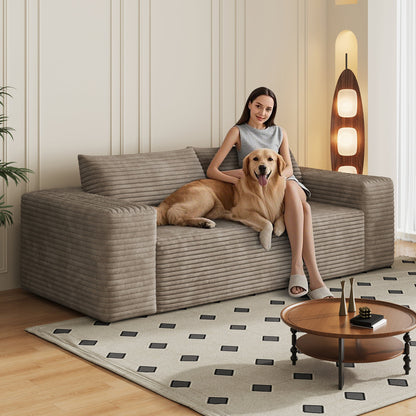78.8' 3Setaser Sofa,Corduroy Fabric,Deep Seat Couches,Comfy Loveseat Sofa,No Assembly,1pcs for Living room, Bedroom,Conference room ,Apartment,Camel - 1st Choice Furniture Direct