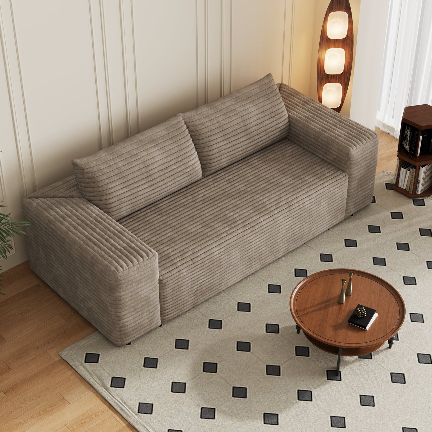 78.8' 3Setaser Sofa,Corduroy Fabric,Deep Seat Couches,Comfy Loveseat Sofa,No Assembly,1pcs for Living room, Bedroom,Conference room ,Apartment,Camel - 1st Choice Furniture Direct