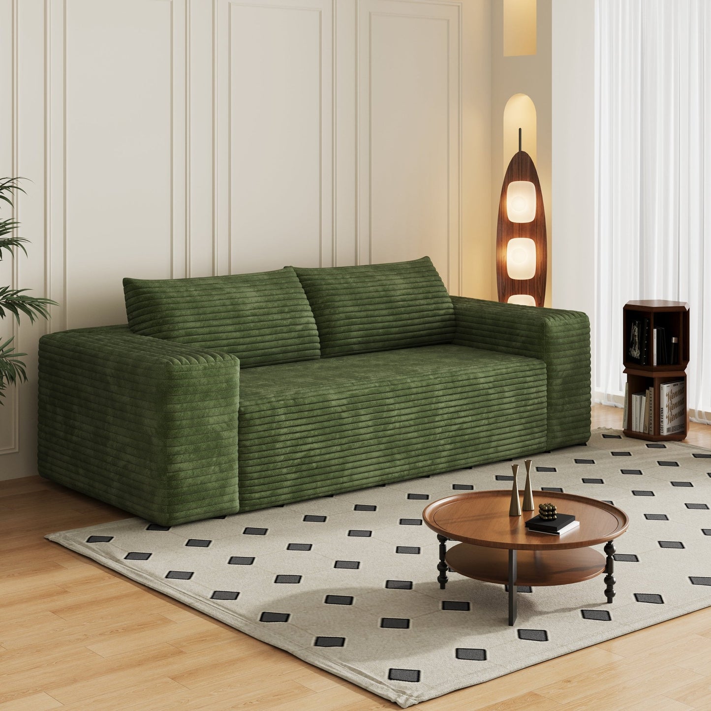 78.8' 3Setaser Sofa,Corduroy Fabric,Deep Seat Couches,Comfy Loveseat Sofa,No Assembly,1pcs for Living room, Bedroom,Conference room ,Apartment,Green - 1st Choice Furniture Direct