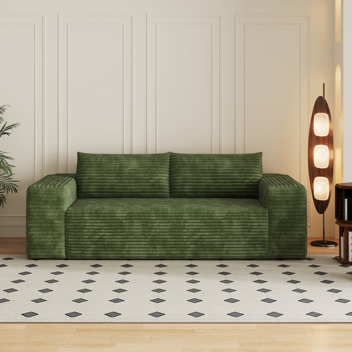 78.8' 3Setaser Sofa,Corduroy Fabric,Deep Seat Couches,Comfy Loveseat Sofa,No Assembly,1pcs for Living room, Bedroom,Conference room ,Apartment,Green - 1st Choice Furniture Direct