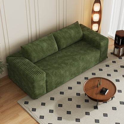78.8' 3Setaser Sofa,Corduroy Fabric,Deep Seat Couches,Comfy Loveseat Sofa,No Assembly,1pcs for Living room, Bedroom,Conference room ,Apartment,Green - 1st Choice Furniture Direct
