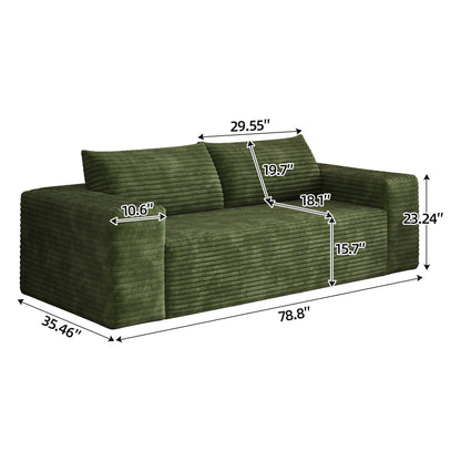 78.8' 3Setaser Sofa,Corduroy Fabric,Deep Seat Couches,Comfy Loveseat Sofa,No Assembly,1pcs for Living room, Bedroom,Conference room ,Apartment,Green - 1st Choice Furniture Direct