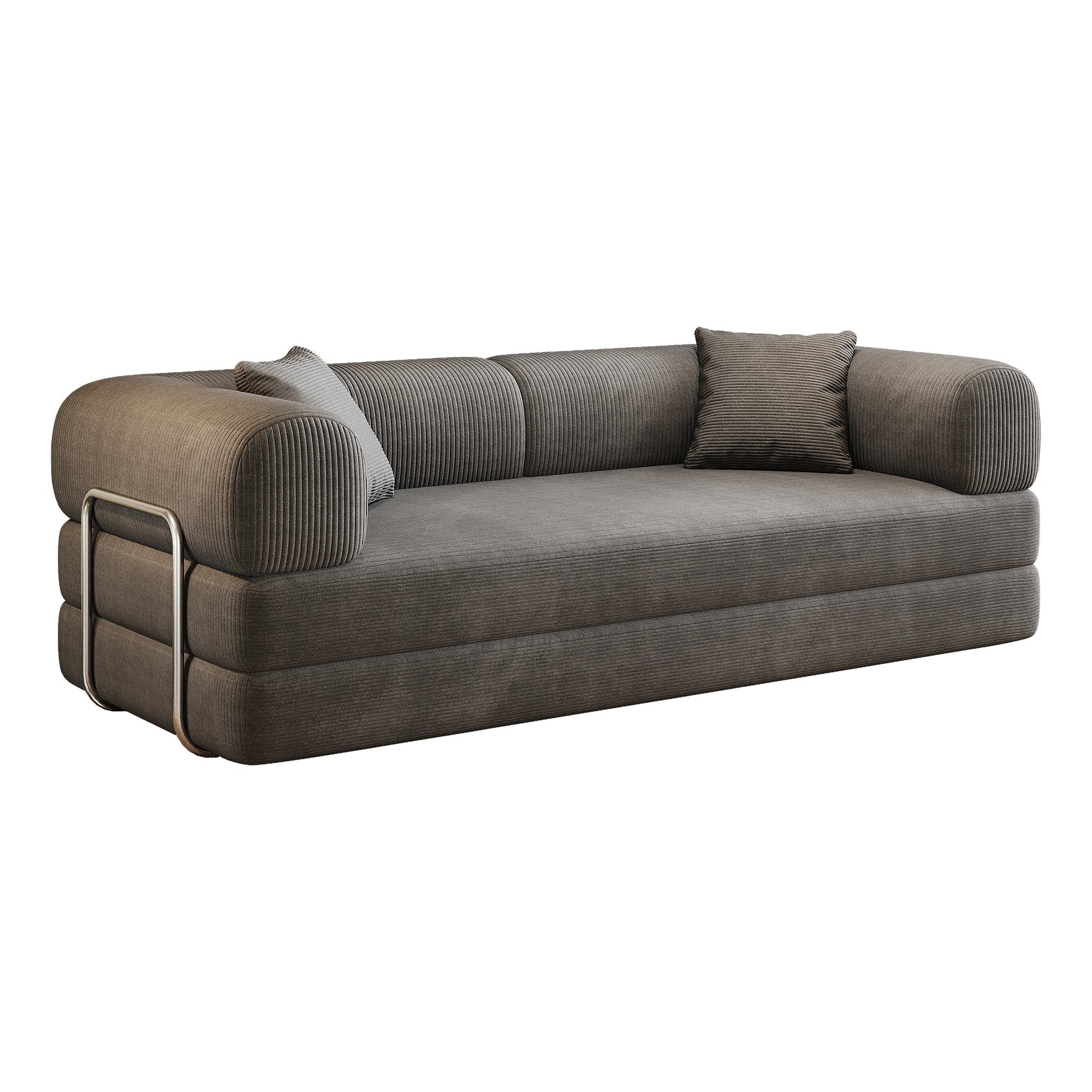 78.8' Compression Sofa,Convertible Floor Sofa Bed - with Pillow Back Support Armrest,Comfy Futon Couch Sleeper Bed,Loveseats Boneless Modular Sectional Sofa,Corduroy fabric,for Living Room,Bedroom,Grey - 1st Choice Furniture Direct