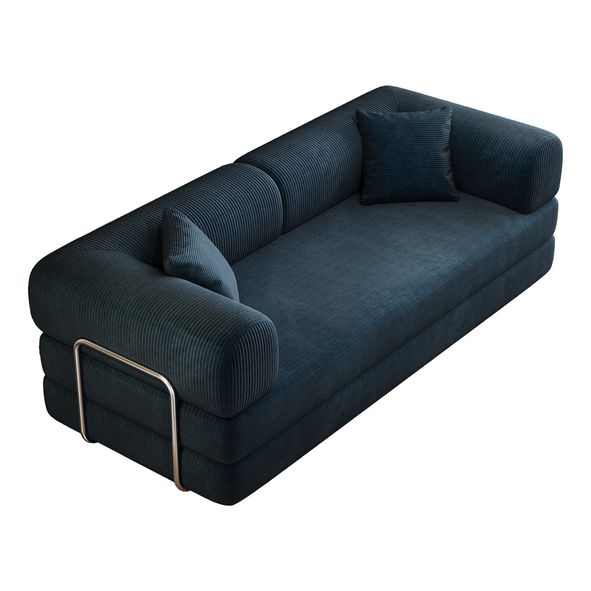 78.8' Compression Sofa,Convertible Floor Sofa Bed - with Pillow Back Support Armrest,Comfy Futon Couch Sleeper Bed,Loveseats Boneless Modular Sectional Sofa,Corduroy fabric,for Living Room,Bedroom,Blue - 1st Choice Furniture Direct