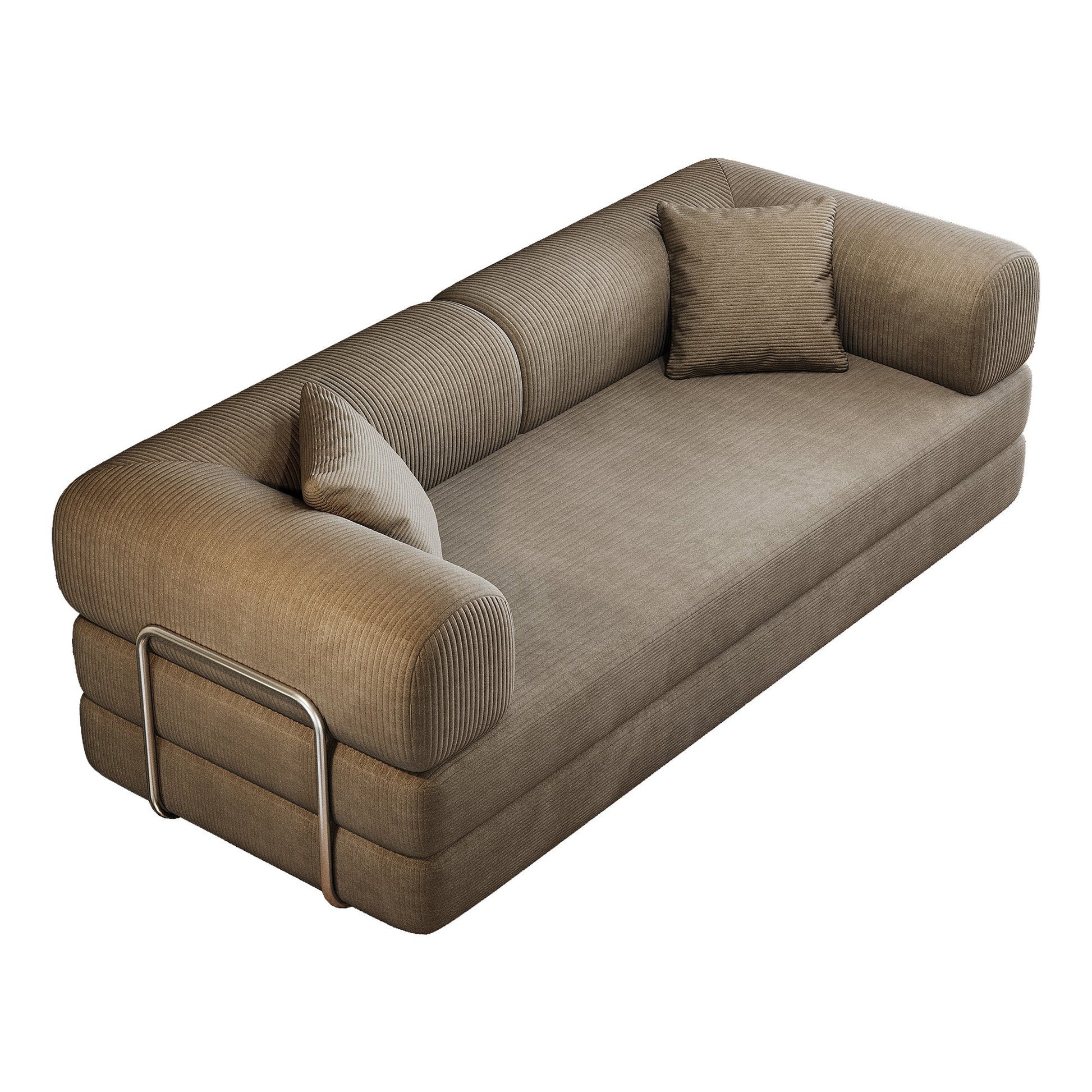 78.8' Compression Sofa,Convertible Floor Sofa Bed - with Pillow Back Support Armrest,Comfy Futon Couch Sleeper Bed,Loveseats Boneless Modular Sectional Sofa,Corduroy fabric,for Living Room,Bedroom,Camel - 1st Choice Furniture Direct