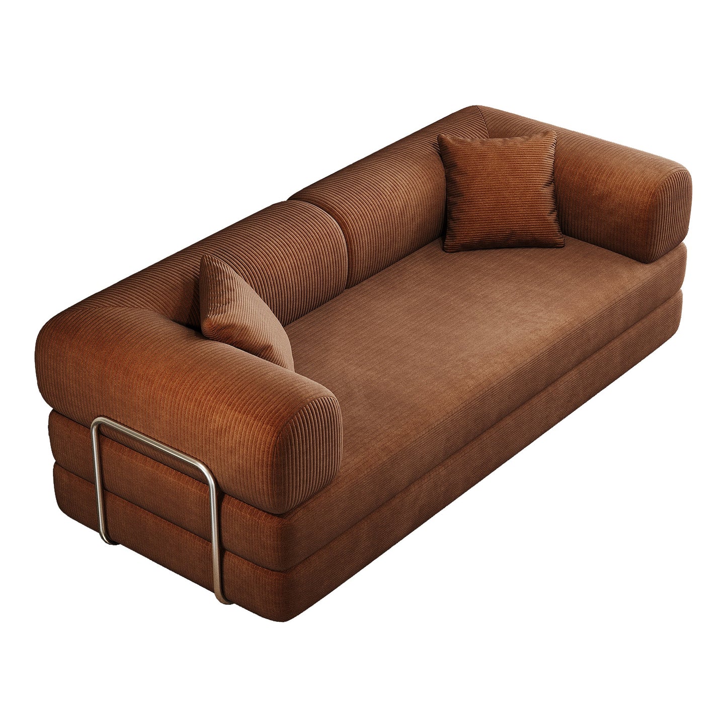 78.8' Compression Sofa,Convertible Floor Sofa Bed - with Pillow Back Support Armrest,Comfy Futon Couch Sleeper Bed,Loveseats Boneless Modular Sectional Sofa,Corduroy fabric,for Living Room,Bedroom,Brown - 1st Choice Furniture Direct