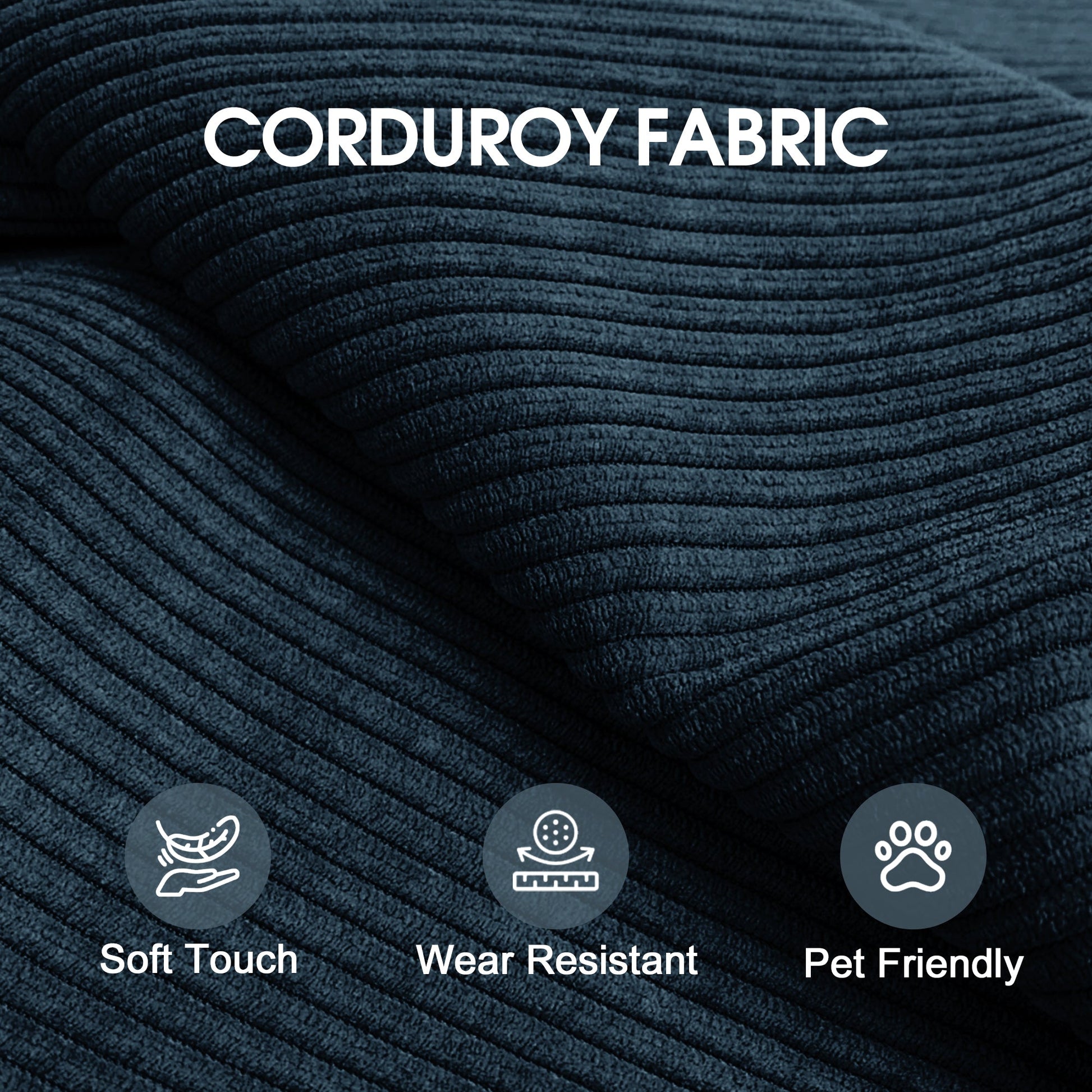 78.8' Compression Sofa,Convertible Floor Sofa Bed - with Pillow Back Support Armrest,Comfy Futon Couch Sleeper Bed,Loveseats Boneless Modular Sectional Sofa,Corduroy fabric,for Living Room,Bedroom,Blue - 1st Choice Furniture Direct