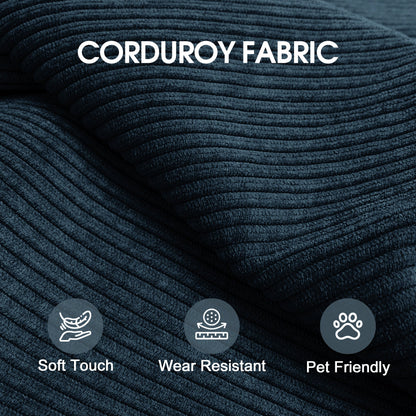 78.8' Compression Sofa,Convertible Floor Sofa Bed - with Pillow Back Support Armrest,Comfy Futon Couch Sleeper Bed,Loveseats Boneless Modular Sectional Sofa,Corduroy fabric,for Living Room,Bedroom,Blue - 1st Choice Furniture Direct