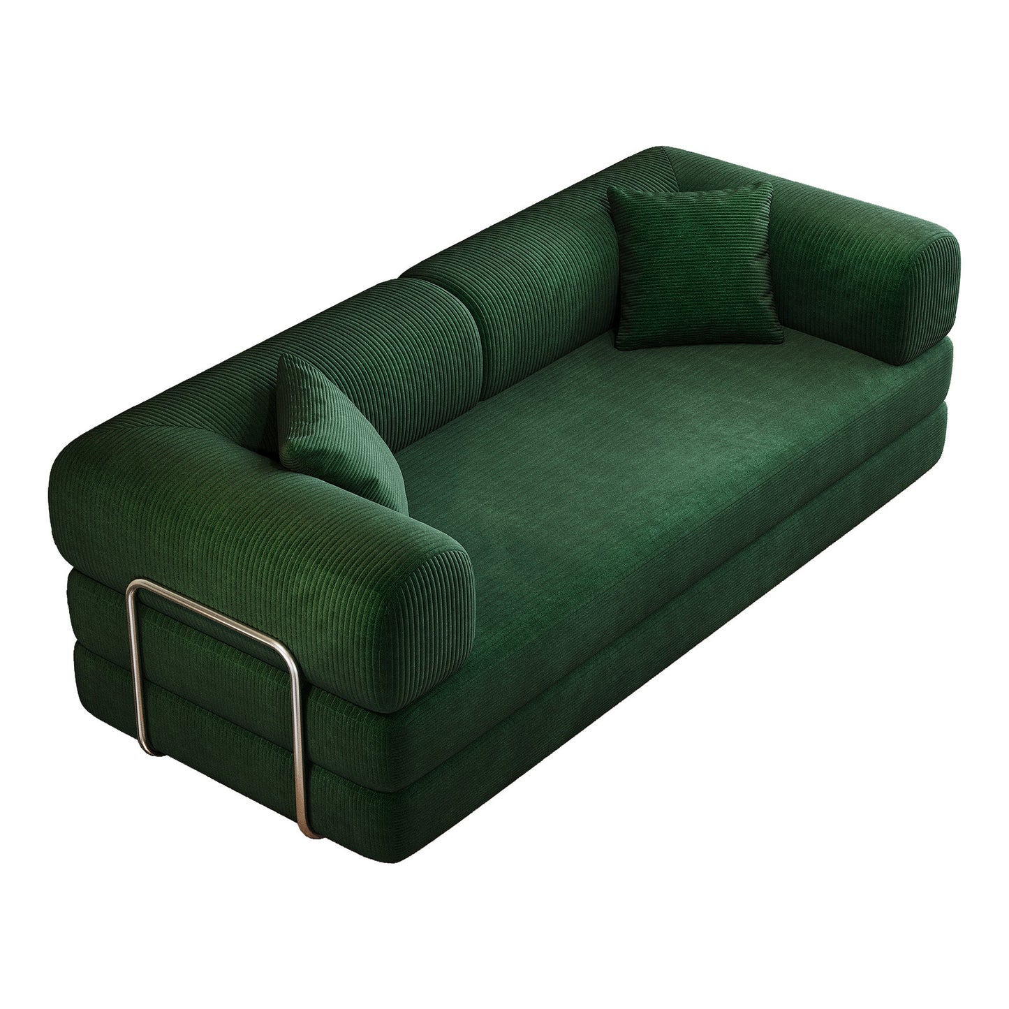 78.8' Compression Sofa,Convertible Floor Sofa Bed - with Pillow Back Support Armrest,Comfy Futon Couch Sleeper Bed,Loveseats Boneless Modular Sectional Sofa,Corduroy fabric,for Living Room,Bedroom,Green - 1st Choice Furniture Direct