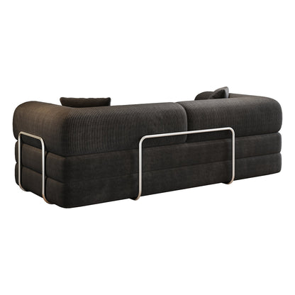 78.8' Compression Sofa,Convertible Floor Sofa Bed - with Pillow Back Support Armrest,Comfy Futon Couch Sleeper Bed,Loveseats Boneless Modular Sectional Sofa,Corduroy fabric,for Living Room,Bedroom,Black - 1st Choice Furniture Direct
