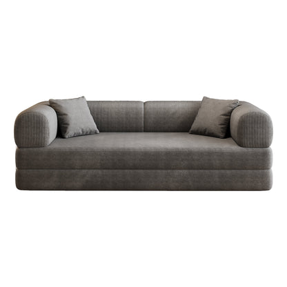 78.8' Compression Sofa,Convertible Floor Sofa Bed - with Pillow Back Support Armrest,Comfy Futon Couch Sleeper Bed,Loveseats Boneless Modular Sectional Sofa,Corduroy fabric,for Living Room,Bedroom,Grey - 1st Choice Furniture Direct