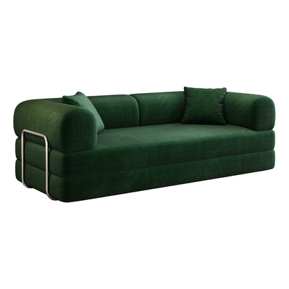78.8' Compression Sofa,Convertible Floor Sofa Bed - with Pillow Back Support Armrest,Comfy Futon Couch Sleeper Bed,Loveseats Boneless Modular Sectional Sofa,Corduroy fabric,for Living Room,Bedroom,Green - 1st Choice Furniture Direct