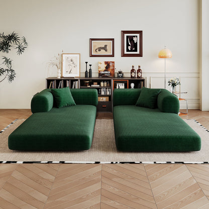 78.8' Compression Sofa,Convertible Floor Sofa Bed - with Pillow Back Support Armrest,Comfy Futon Couch Sleeper Bed,Loveseats Boneless Modular Sectional Sofa,Corduroy fabric,for Living Room,Bedroom,Green - 1st Choice Furniture Direct