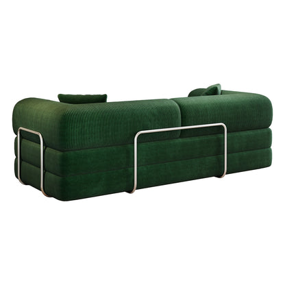 78.8' Compression Sofa,Convertible Floor Sofa Bed - with Pillow Back Support Armrest,Comfy Futon Couch Sleeper Bed,Loveseats Boneless Modular Sectional Sofa,Corduroy fabric,for Living Room,Bedroom,Green - 1st Choice Furniture Direct