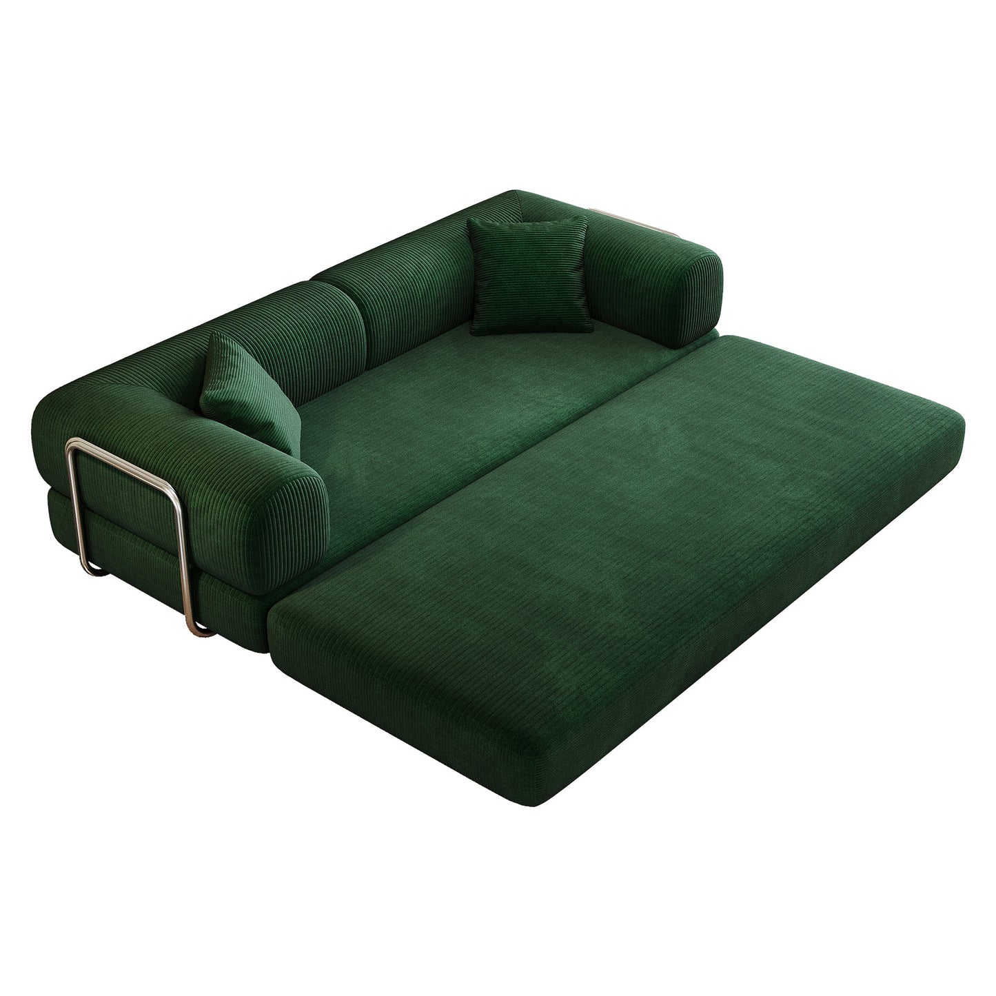 78.8' Compression Sofa,Convertible Floor Sofa Bed - with Pillow Back Support Armrest,Comfy Futon Couch Sleeper Bed,Loveseats Boneless Modular Sectional Sofa,Corduroy fabric,for Living Room,Bedroom,Green - 1st Choice Furniture Direct