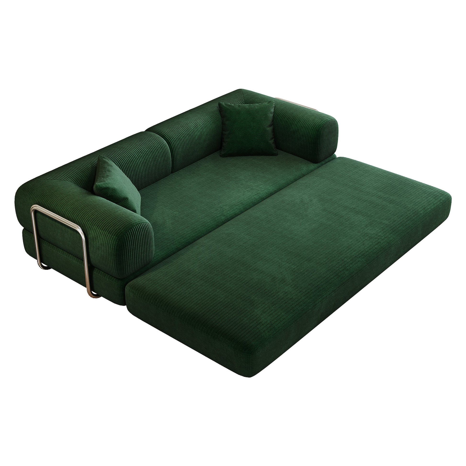 78.8' Compression Sofa,Convertible Floor Sofa Bed - with Pillow Back Support Armrest,Comfy Futon Couch Sleeper Bed,Loveseats Boneless Modular Sectional Sofa,Corduroy fabric,for Living Room,Bedroom,Green - 1st Choice Furniture Direct