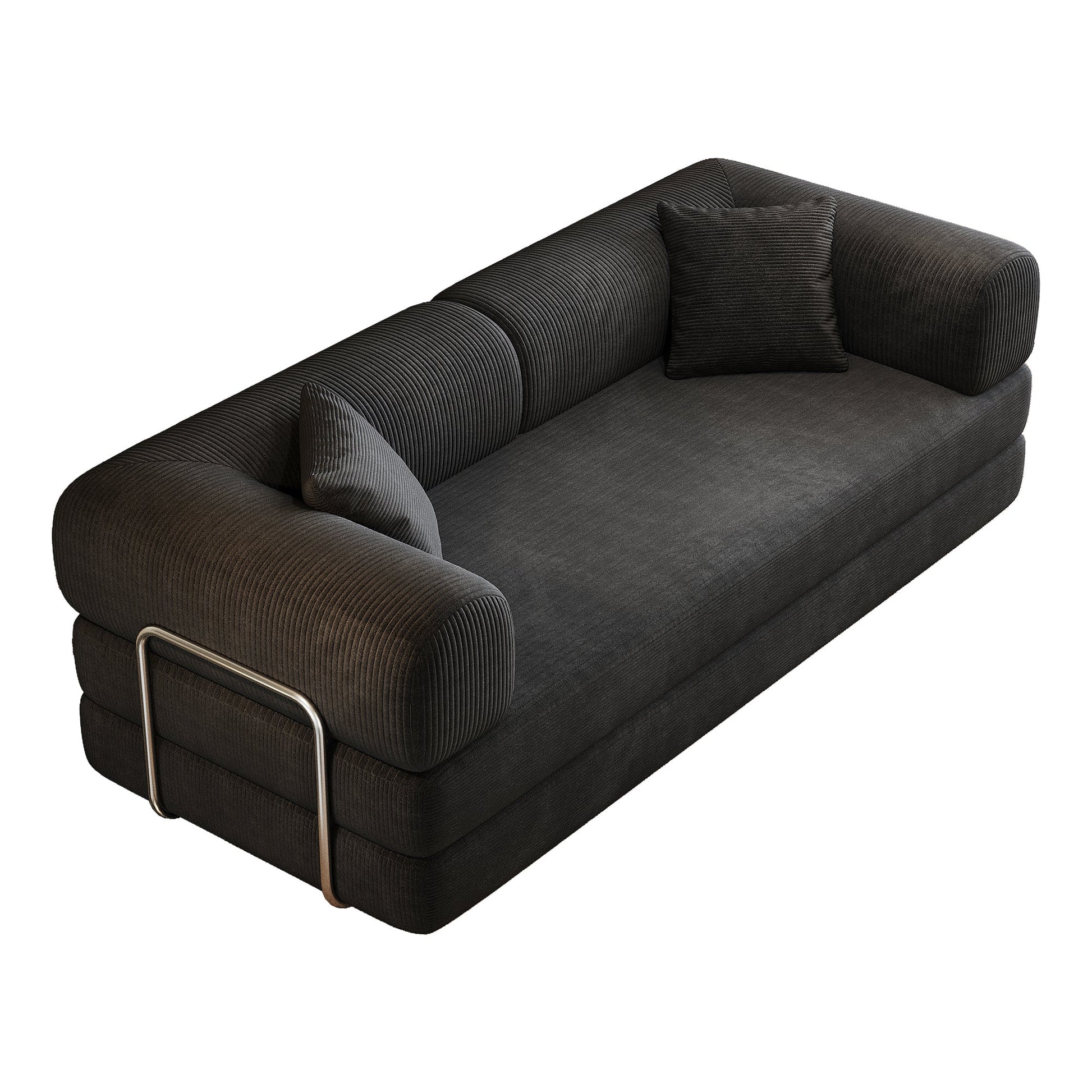 78.8' Compression Sofa,Convertible Floor Sofa Bed - with Pillow Back Support Armrest,Comfy Futon Couch Sleeper Bed,Loveseats Boneless Modular Sectional Sofa,Corduroy fabric,for Living Room,Bedroom,Black - 1st Choice Furniture Direct