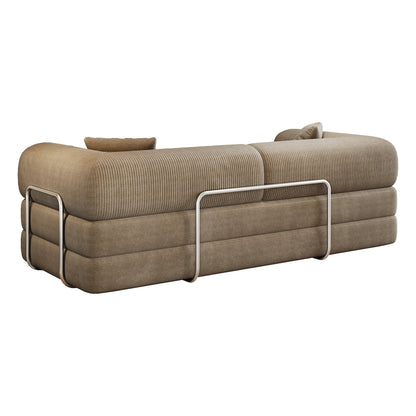 78.8' Compression Sofa,Convertible Floor Sofa Bed - with Pillow Back Support Armrest,Comfy Futon Couch Sleeper Bed,Loveseats Boneless Modular Sectional Sofa,Corduroy fabric,for Living Room,Bedroom,Camel - 1st Choice Furniture Direct