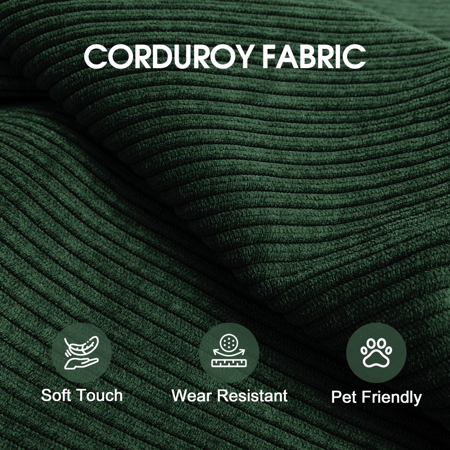78.8' Compression Sofa,Convertible Floor Sofa Bed - with Pillow Back Support Armrest,Comfy Futon Couch Sleeper Bed,Loveseats Boneless Modular Sectional Sofa,Corduroy fabric,for Living Room,Bedroom,Green - 1st Choice Furniture Direct