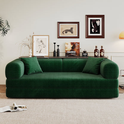 78.8' Compression Sofa,Convertible Floor Sofa Bed - with Pillow Back Support Armrest,Comfy Futon Couch Sleeper Bed,Loveseats Boneless Modular Sectional Sofa,Corduroy fabric,for Living Room,Bedroom,Green - 1st Choice Furniture Direct