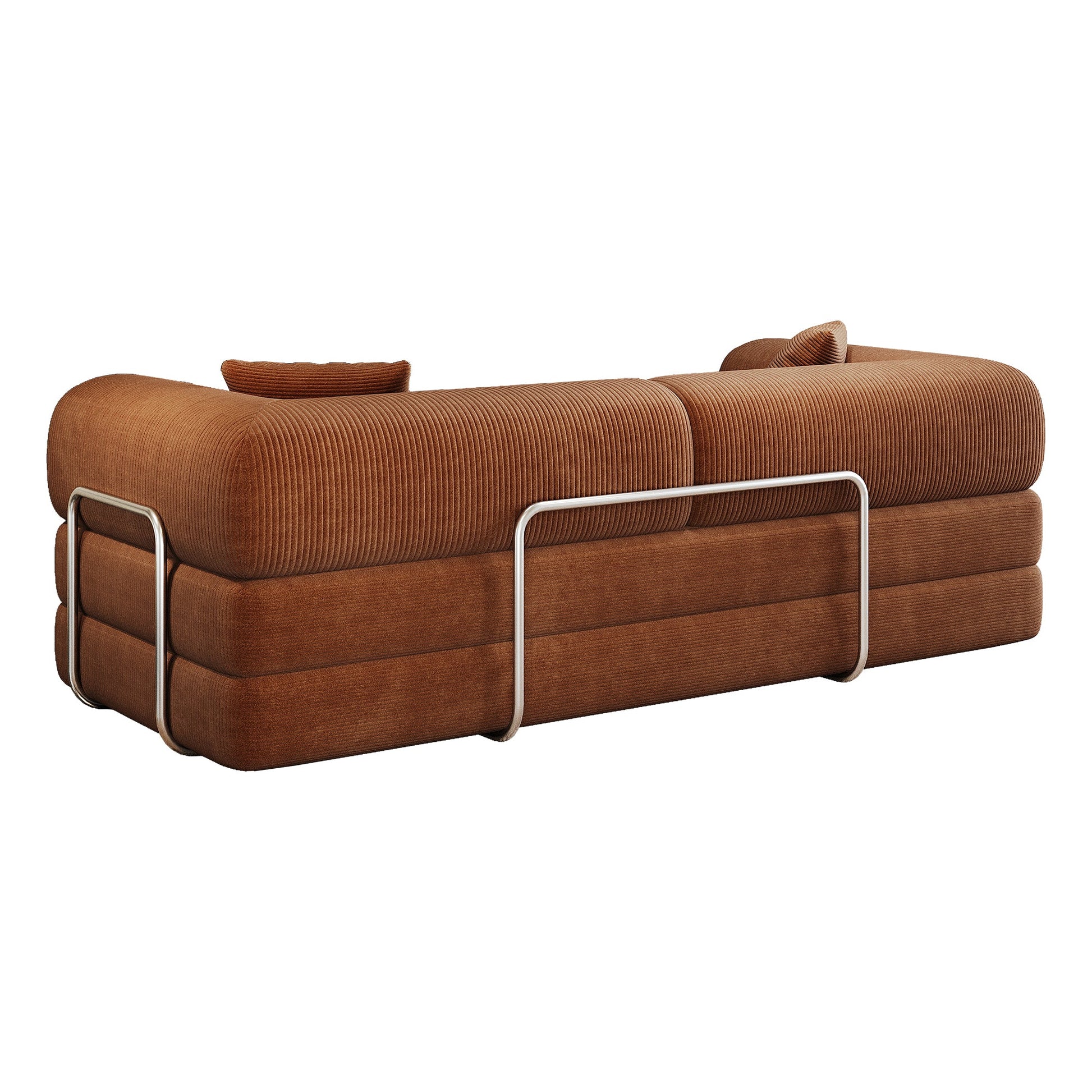 78.8' Compression Sofa,Convertible Floor Sofa Bed - with Pillow Back Support Armrest,Comfy Futon Couch Sleeper Bed,Loveseats Boneless Modular Sectional Sofa,Corduroy fabric,for Living Room,Bedroom,Brown - 1st Choice Furniture Direct