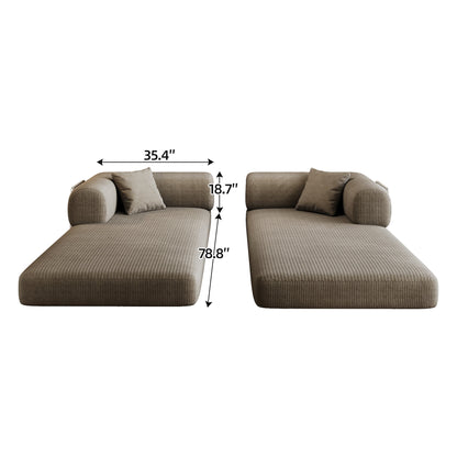 78.8' Compression Sofa,Convertible Floor Sofa Bed - with Pillow Back Support Armrest,Comfy Futon Couch Sleeper Bed,Loveseats Boneless Modular Sectional Sofa,Corduroy fabric,for Living Room,Bedroom,Camel - 1st Choice Furniture Direct