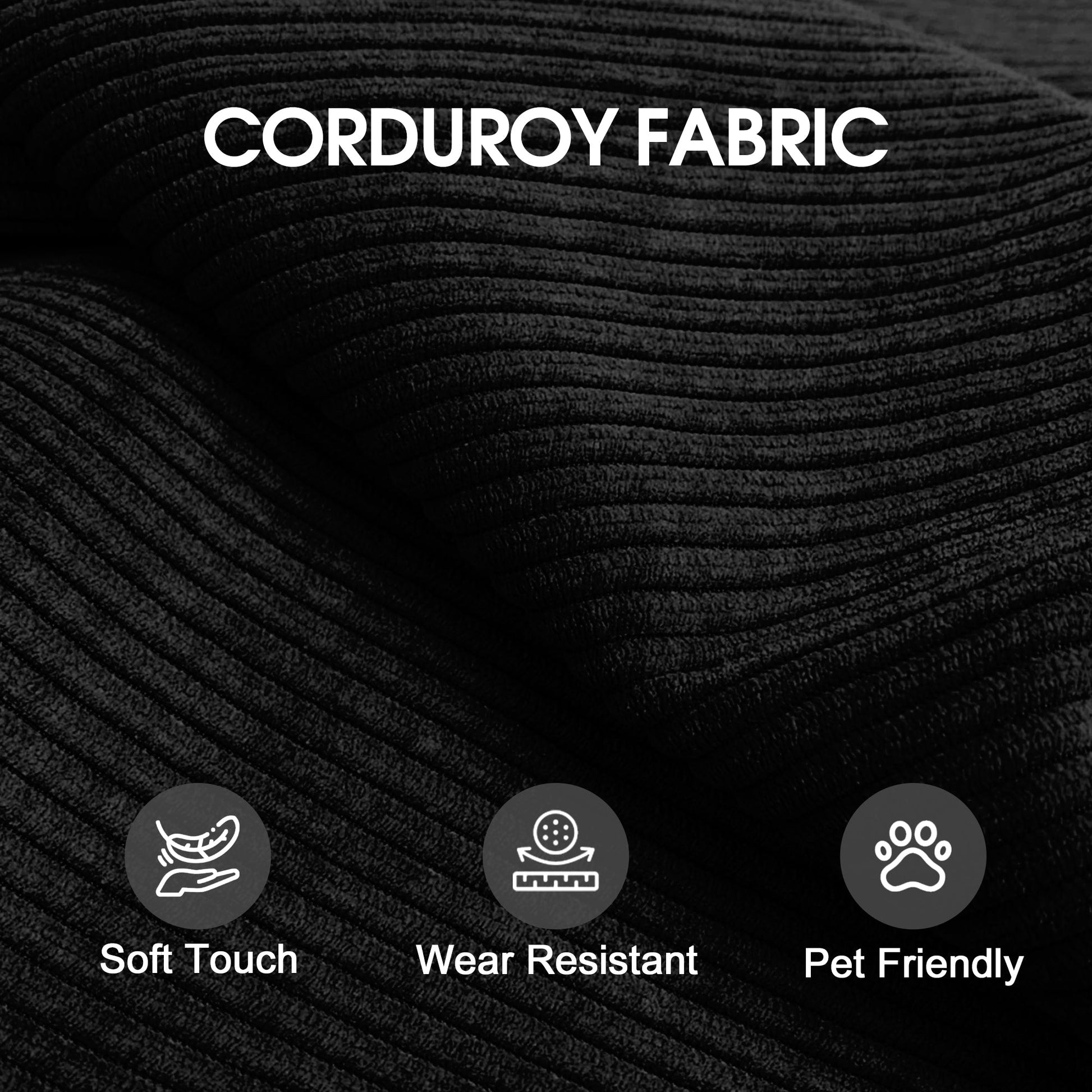78.8' Compression Sofa,Convertible Floor Sofa Bed - with Pillow Back Support Armrest,Comfy Futon Couch Sleeper Bed,Loveseats Boneless Modular Sectional Sofa,Corduroy fabric,for Living Room,Bedroom,Black - 1st Choice Furniture Direct