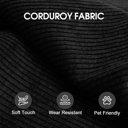 78.8' Compression Sofa,Convertible Floor Sofa Bed - with Pillow Back Support Armrest,Comfy Futon Couch Sleeper Bed,Loveseats Boneless Modular Sectional Sofa,Corduroy fabric,for Living Room,Bedroom,Black - 1st Choice Furniture Direct