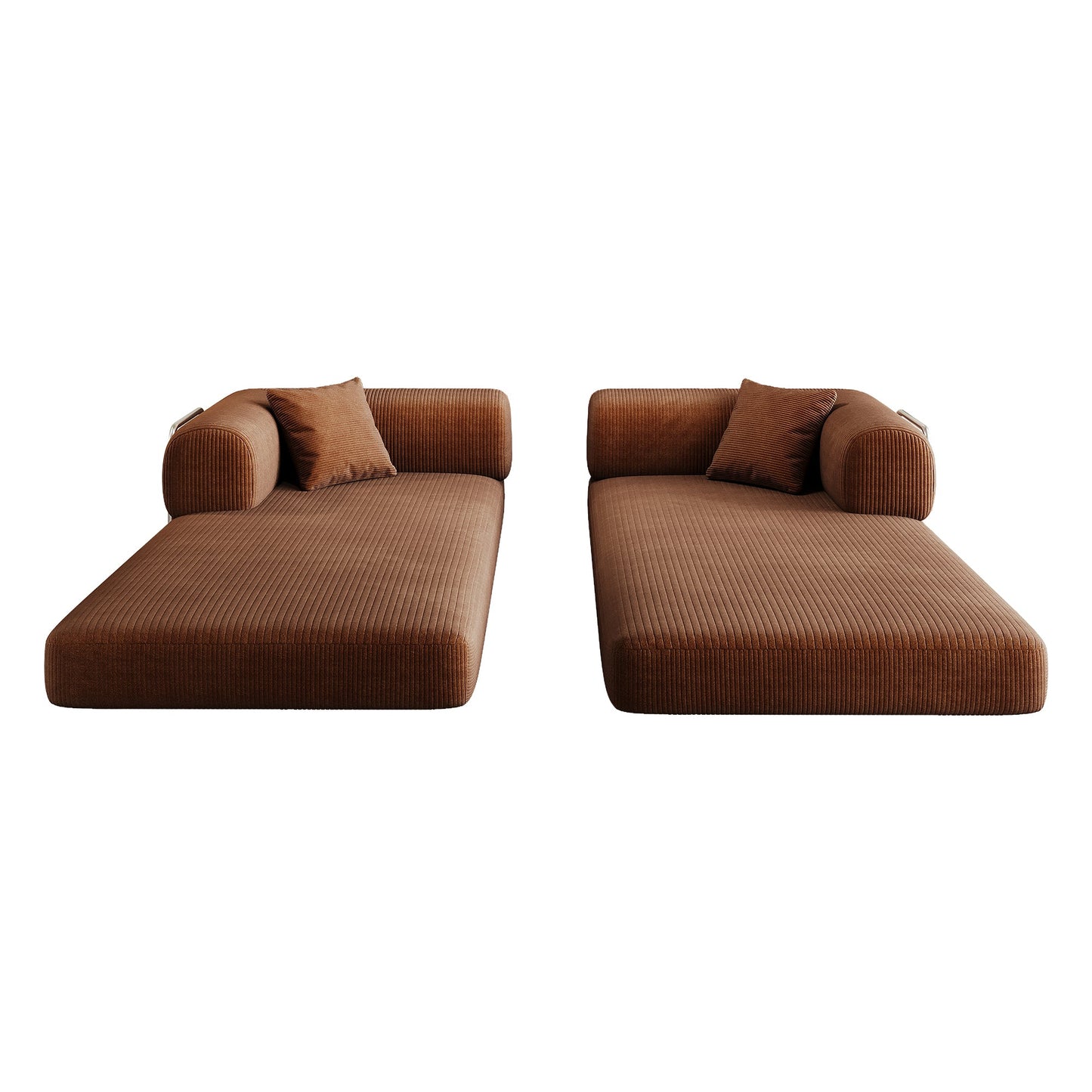 78.8' Compression Sofa,Convertible Floor Sofa Bed - with Pillow Back Support Armrest,Comfy Futon Couch Sleeper Bed,Loveseats Boneless Modular Sectional Sofa,Corduroy fabric,for Living Room,Bedroom,Brown - 1st Choice Furniture Direct
