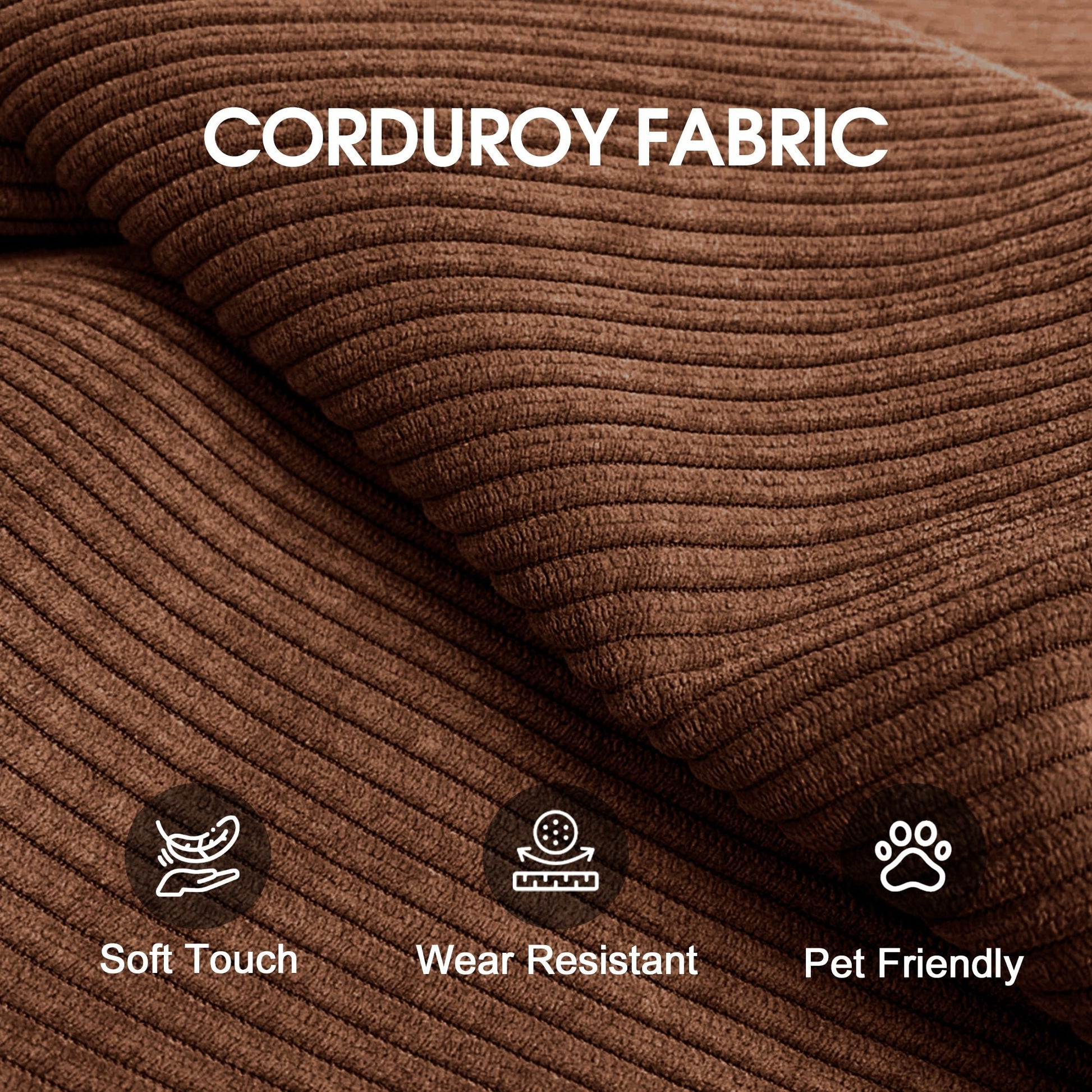78.8' Compression Sofa,Convertible Floor Sofa Bed - with Pillow Back Support Armrest,Comfy Futon Couch Sleeper Bed,Loveseats Boneless Modular Sectional Sofa,Corduroy fabric,for Living Room,Bedroom,Brown - 1st Choice Furniture Direct