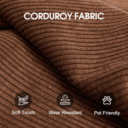 78.8' Compression Sofa,Convertible Floor Sofa Bed - with Pillow Back Support Armrest,Comfy Futon Couch Sleeper Bed,Loveseats Boneless Modular Sectional Sofa,Corduroy fabric,for Living Room,Bedroom,Brown - 1st Choice Furniture Direct