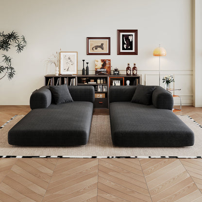 78.8' Compression Sofa,Convertible Floor Sofa Bed - with Pillow Back Support Armrest,Comfy Futon Couch Sleeper Bed,Loveseats Boneless Modular Sectional Sofa,Corduroy fabric,for Living Room,Bedroom,Black - 1st Choice Furniture Direct