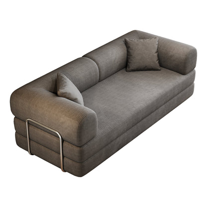 78.8' Compression Sofa,Convertible Floor Sofa Bed - with Pillow Back Support Armrest,Comfy Futon Couch Sleeper Bed,Loveseats Boneless Modular Sectional Sofa,Corduroy fabric,for Living Room,Bedroom,Grey - 1st Choice Furniture Direct