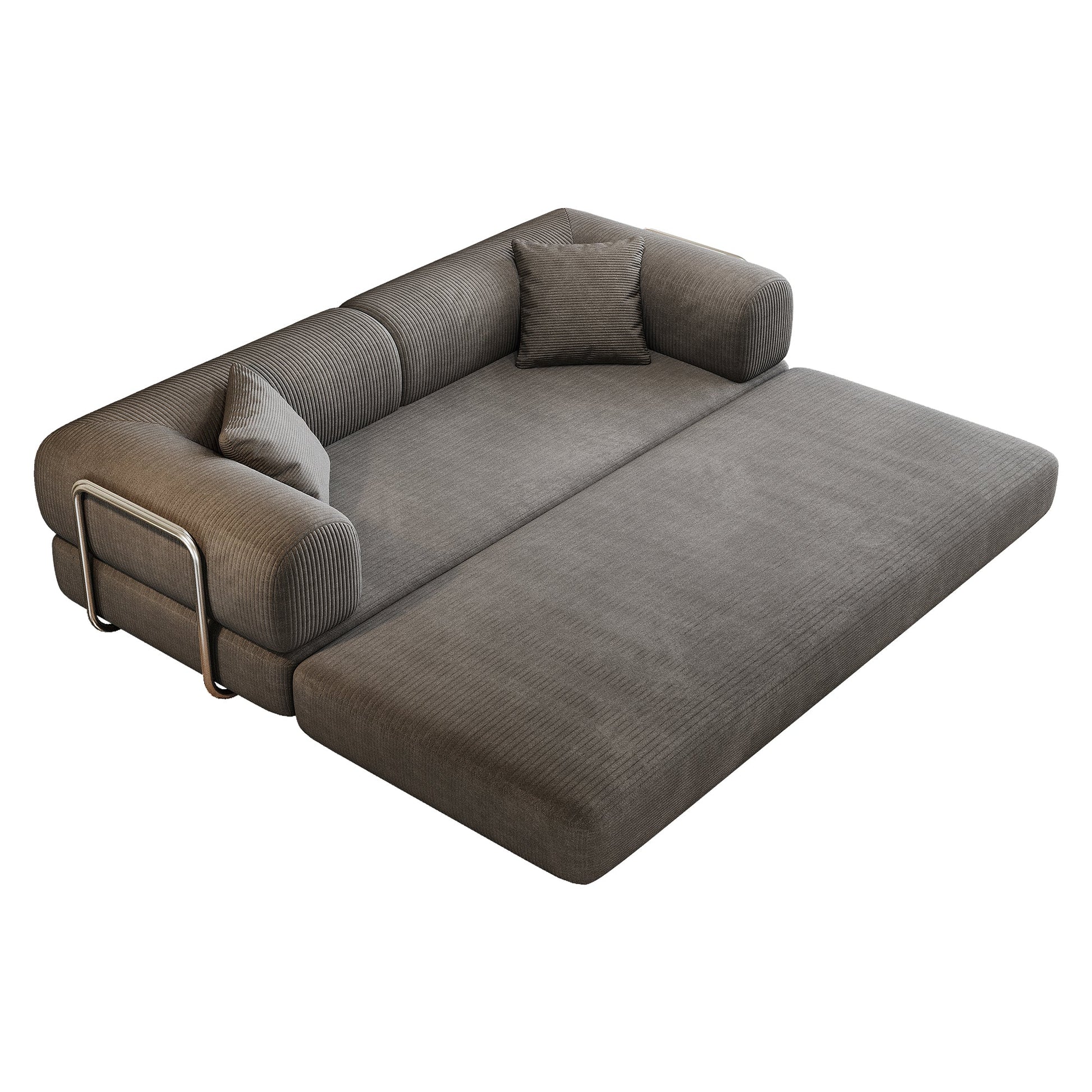 78.8' Compression Sofa,Convertible Floor Sofa Bed - with Pillow Back Support Armrest,Comfy Futon Couch Sleeper Bed,Loveseats Boneless Modular Sectional Sofa,Corduroy fabric,for Living Room,Bedroom,Grey - 1st Choice Furniture Direct