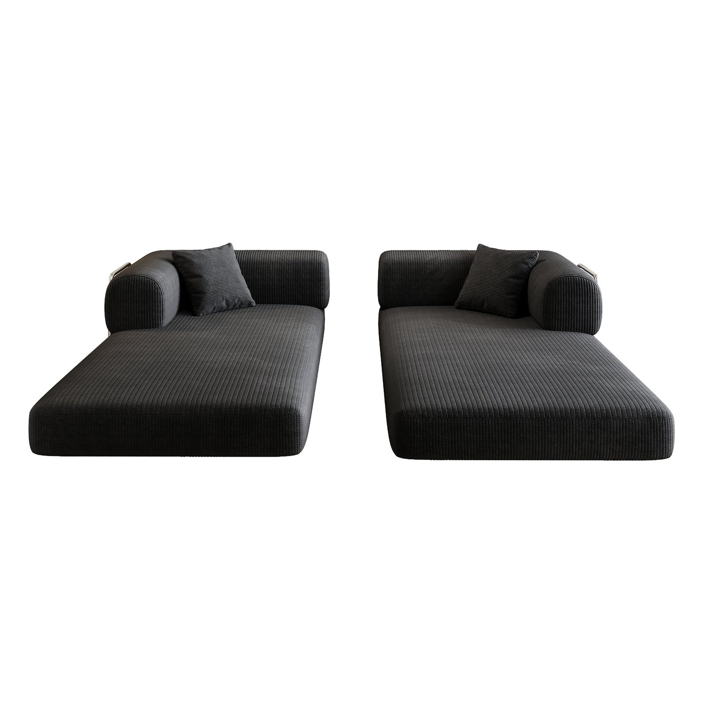 78.8' Compression Sofa,Convertible Floor Sofa Bed - with Pillow Back Support Armrest,Comfy Futon Couch Sleeper Bed,Loveseats Boneless Modular Sectional Sofa,Corduroy fabric,for Living Room,Bedroom,Black - 1st Choice Furniture Direct