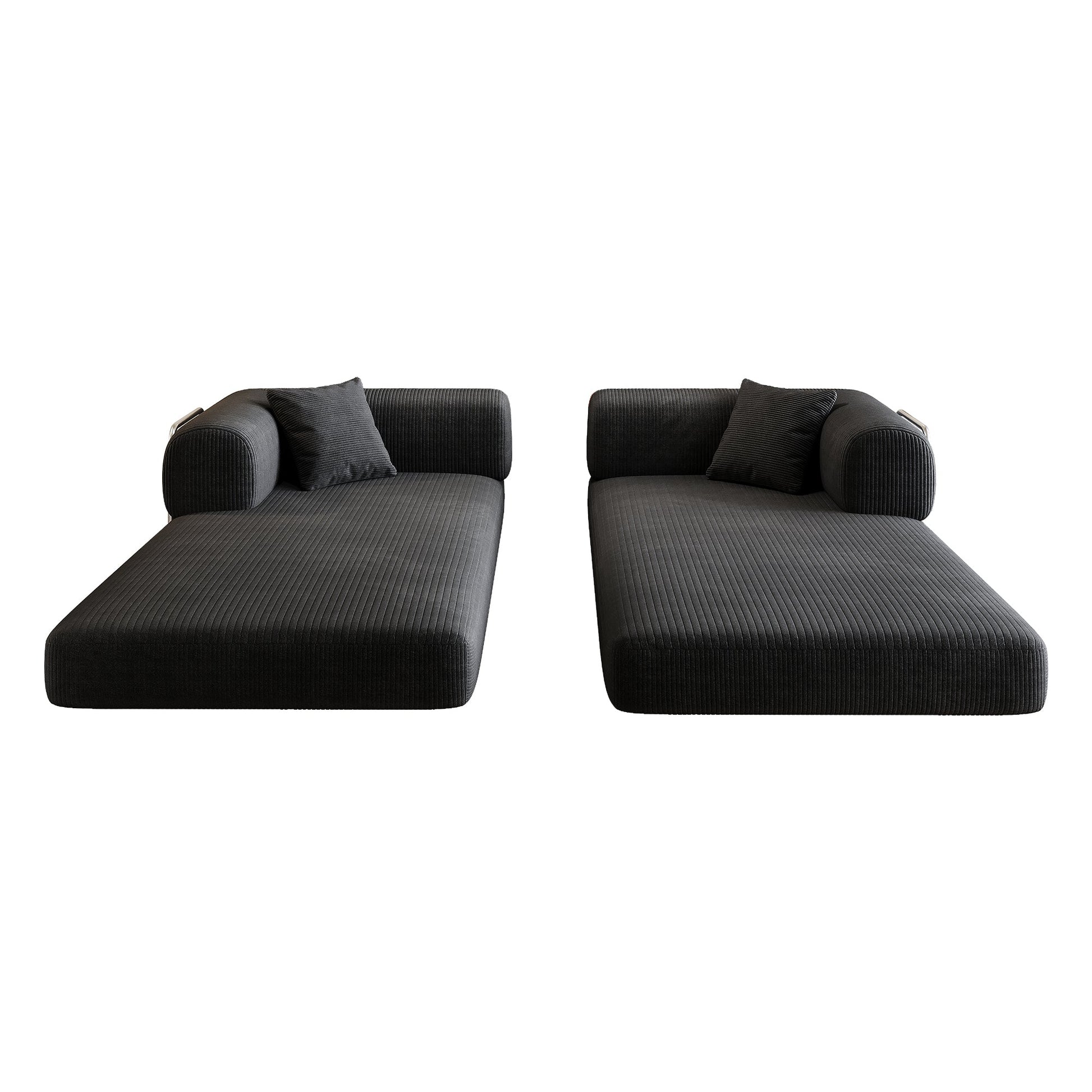 78.8' Compression Sofa,Convertible Floor Sofa Bed - with Pillow Back Support Armrest,Comfy Futon Couch Sleeper Bed,Loveseats Boneless Modular Sectional Sofa,Corduroy fabric,for Living Room,Bedroom,Black - 1st Choice Furniture Direct