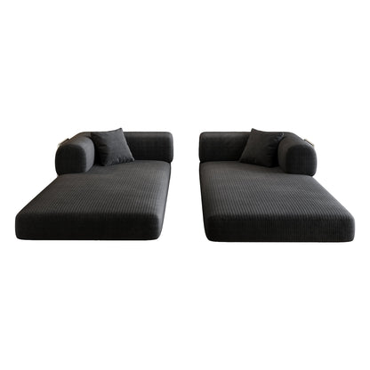 78.8' Compression Sofa,Convertible Floor Sofa Bed - with Pillow Back Support Armrest,Comfy Futon Couch Sleeper Bed,Loveseats Boneless Modular Sectional Sofa,Corduroy fabric,for Living Room,Bedroom,Black - 1st Choice Furniture Direct