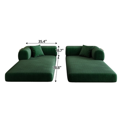 78.8' Compression Sofa,Convertible Floor Sofa Bed - with Pillow Back Support Armrest,Comfy Futon Couch Sleeper Bed,Loveseats Boneless Modular Sectional Sofa,Corduroy fabric,for Living Room,Bedroom,Green - 1st Choice Furniture Direct