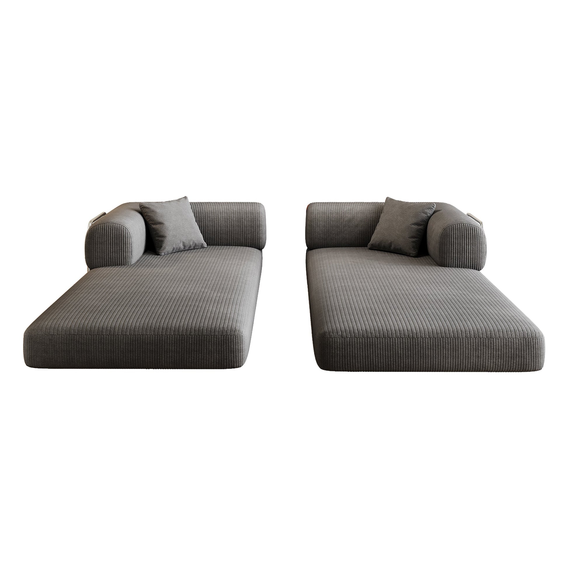 78.8' Compression Sofa,Convertible Floor Sofa Bed - with Pillow Back Support Armrest,Comfy Futon Couch Sleeper Bed,Loveseats Boneless Modular Sectional Sofa,Corduroy fabric,for Living Room,Bedroom,Grey - 1st Choice Furniture Direct