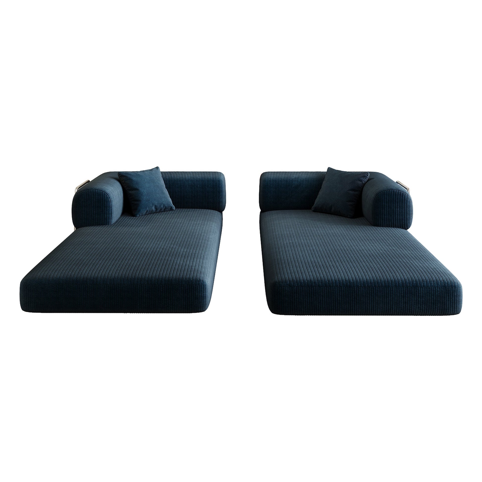 78.8' Compression Sofa,Convertible Floor Sofa Bed - with Pillow Back Support Armrest,Comfy Futon Couch Sleeper Bed,Loveseats Boneless Modular Sectional Sofa,Corduroy fabric,for Living Room,Bedroom,Blue - 1st Choice Furniture Direct