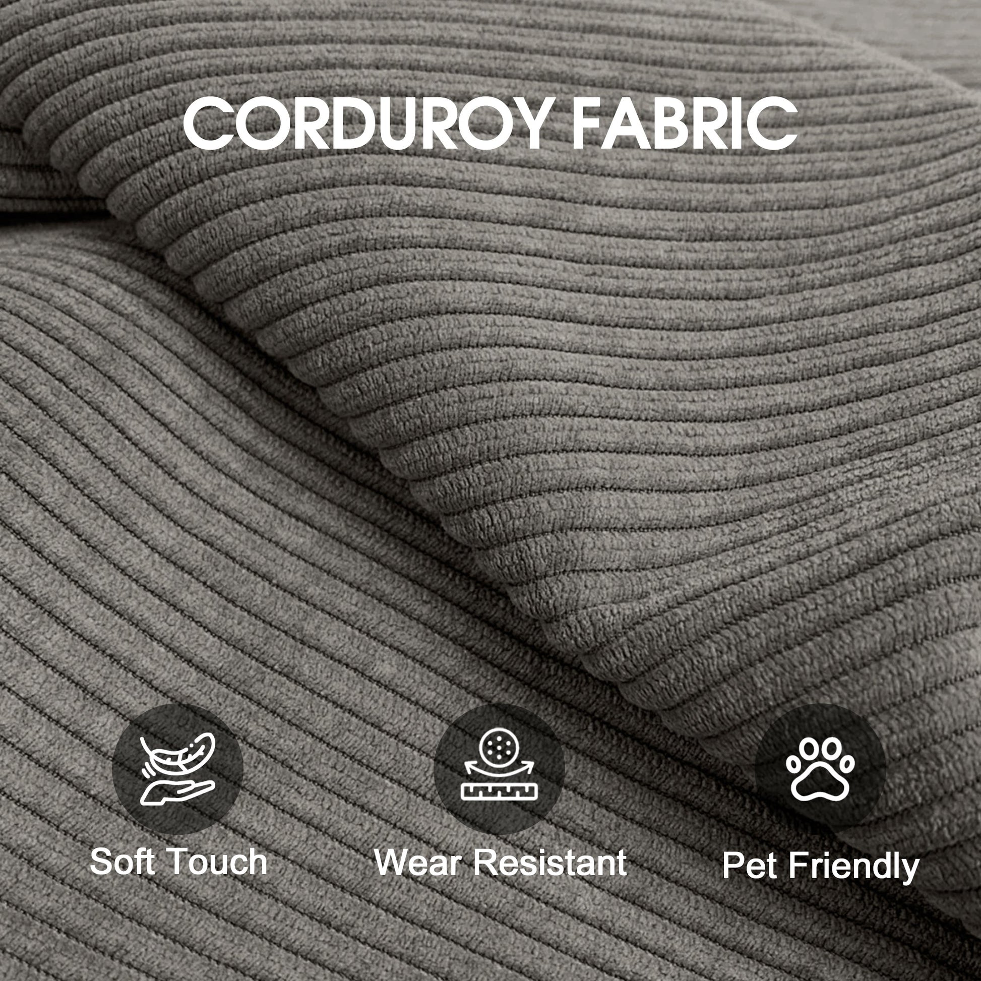78.8' Compression Sofa,Convertible Floor Sofa Bed - with Pillow Back Support Armrest,Comfy Futon Couch Sleeper Bed,Loveseats Boneless Modular Sectional Sofa,Corduroy fabric,for Living Room,Bedroom,Grey - 1st Choice Furniture Direct